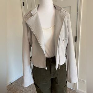 Banana Republic Light Gray Suede Moto Jacket - Women's